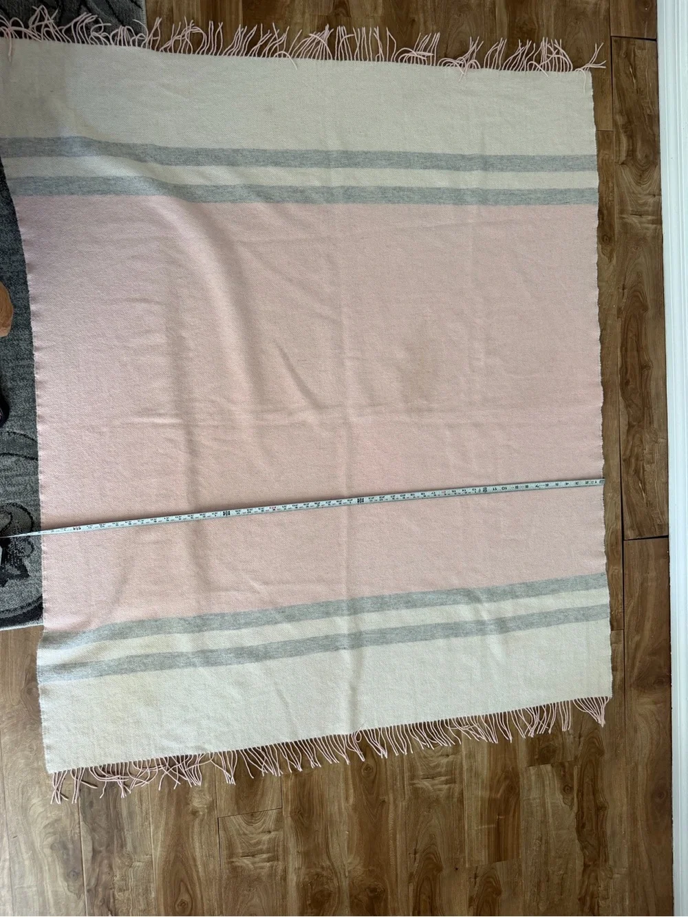 Alicia Adams Alpaca Canyon Throw Blanket Pink Powder Ivory Grey Striped Luxury